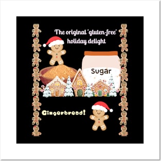 Gingerbread Cookies on a Grey Background Posters and Art